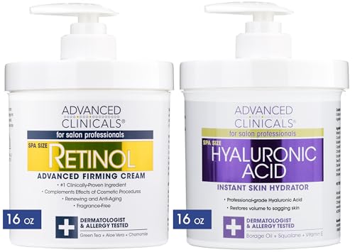 Advanced Clinicals Anti-Aging Skin Care Kit - Hydrate & Firm with Retinol & Hyaluronic Acid - 16oz