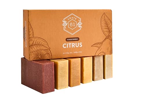 Crate 61 Body Soap - Nourishing Cold Process Bar with Essential Oils, Pack of 6 - Citrus