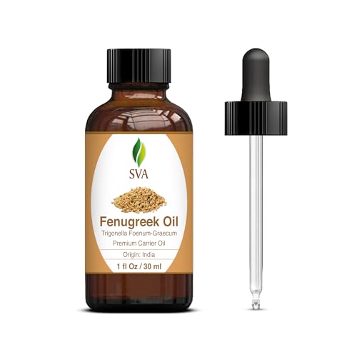 SVA Fenugreek Seed Oil - Natural Moisturizer for Hair & Skin, Cold Pressed with Dropper - 1 Fl Oz