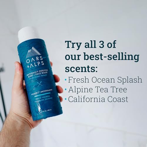 Oars + Alps Men's Body Wash - Hydrating, Antioxidant-Rich Formula, Sulfate-Free - 3 Pack
