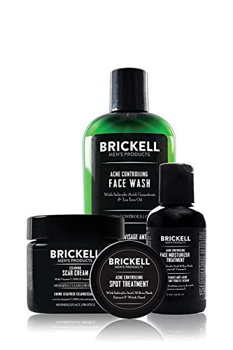 Brickell Men's Acne Control System - Reduces Breakouts, Heals Scars, Natural Ingredients - 4 Pack