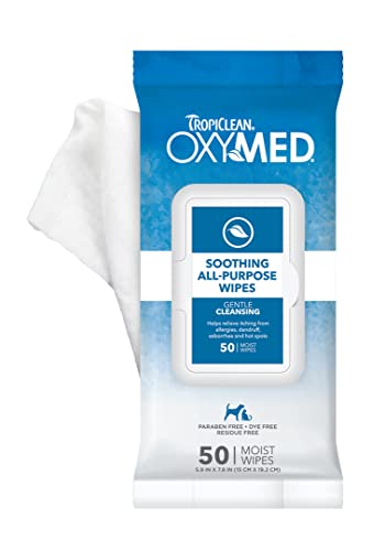 TropiClean Oxymed Pet Wipes - Anti-Itch Relief, Nourishing Aloe & Oatmeal, 50 Count