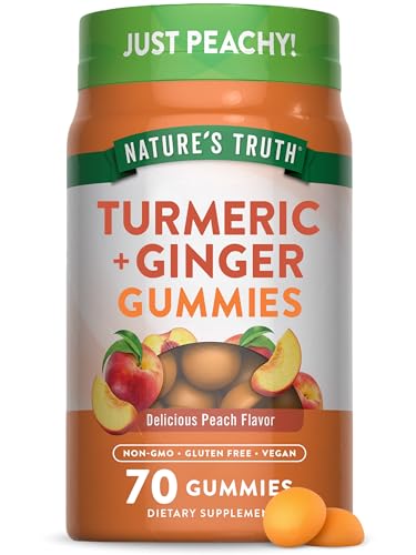 Nature's Truth Turmeric & Ginger Gummies - Vegan, Non-GMO, Gluten-Free, 70 Peach Flavor