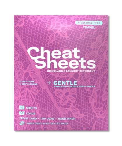 Cheat Sheets Laundry Detergent Sheets - Gentle for Delicates, Fragrance-Free - 10 Loads