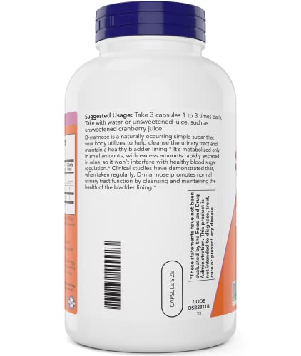 Now D-Mannose Dietary Supplement - Supports Urinary Health, Vegan, Non-GMO - 300 Capsules