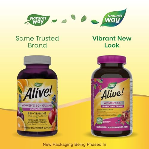 Nature's Way Alive! Women's 50+ Multivitamin Gummies - Supports Heart, Brain, Bones - 130 Count