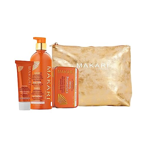 MAKARI Skin Care Set - Brightening Exfoliating Soap, Nourishing Body Lotion & Face Cream - 3pc