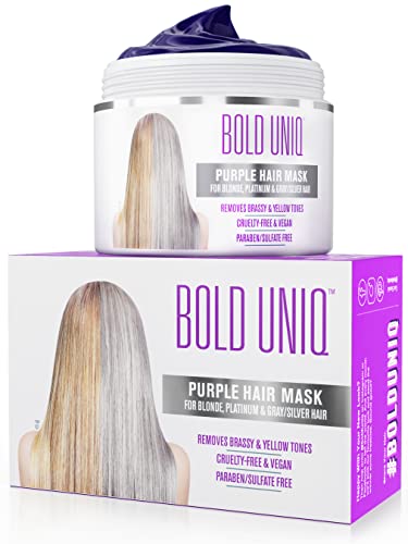 BOLD UNIQ Purple Hair Mask - Neutralizes Brassiness, Conditions Dry Hair - 6.76oz