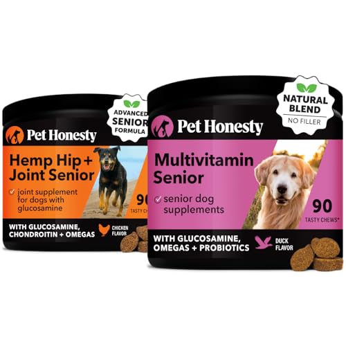 Pet Honesty Senior Hemp Hip & Joint Support - Eases Stiffness, Vet-Recommended Vitamins - 90 ct