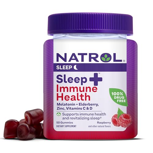 Natrol Sleep+ Immune Health Gummy - Supports Sleep & Immunity, Drug-Free, Elderberry - 50 Gummies