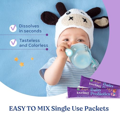 Lovebug Probiotic for Babies - Supports Digestive Health, USDA Organic, Sugar Free - 30 Packets