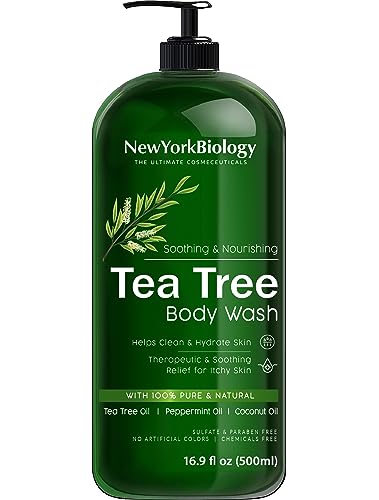 New York Biology Tea Tree Body Wash - Moisturizing Relief for Itchy Skin & Body Odor - 16.9 Fl Oz