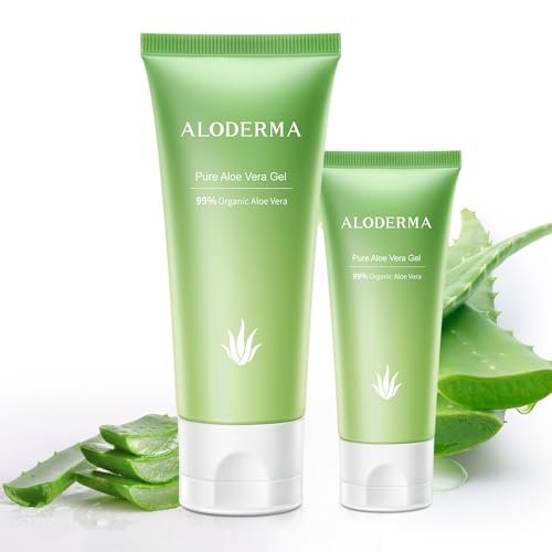 Aloderma Aloe Vera Gel Set - Intense Hydration, USDA Organic, Travel & Full Size - 114g & 45g
