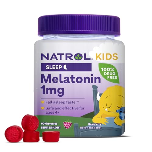 Natrol Kids Sleep Supplement - Restful Sleep, Vegetarian Gummies, Raspberry Flavor - 90 Count