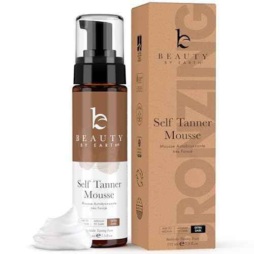 Beauty by Earth Self Tanner Mousse - Natural Dark Tan, Vegan & Cruelty-Free - 7oz