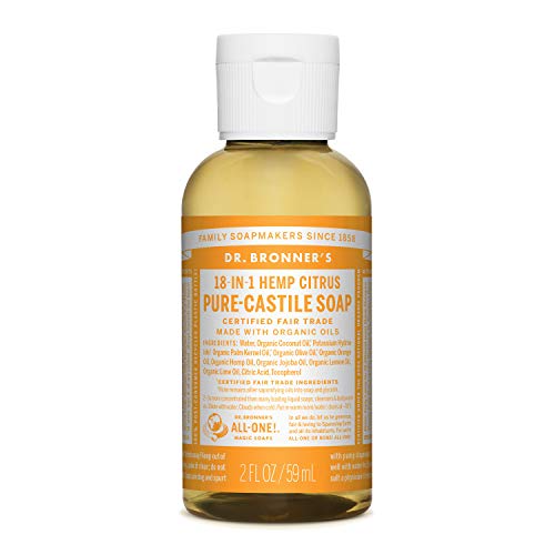 Dr. Bronner's Pure-Castile Liquid Soap - Organic Oils, 18-in-1 Uses, Vegan, 2oz Citrus