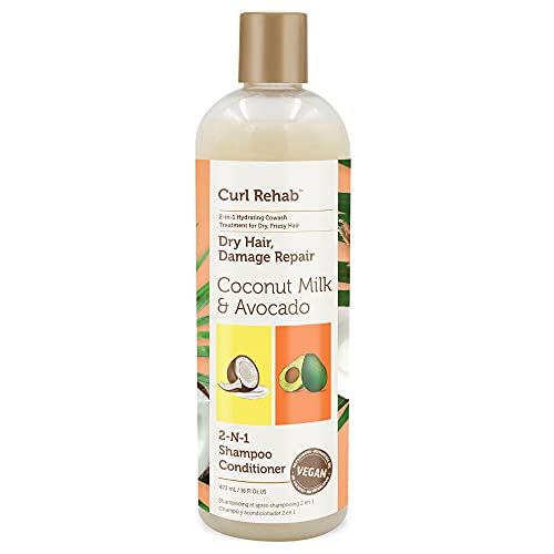 Curl Rehab 2-in-1 Shampoo & Conditioner - Hydrates Dry Curls with Coconut Milk & Avocado - 16oz