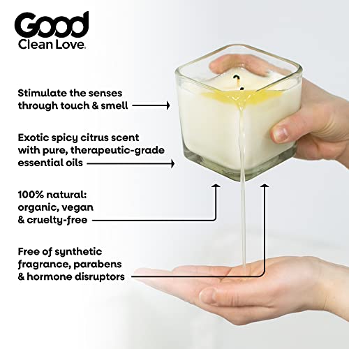Good Clean Love Spicy Citrus Massage Candle - Natural Aphrodisiac, 100% Natural Oils - 12oz