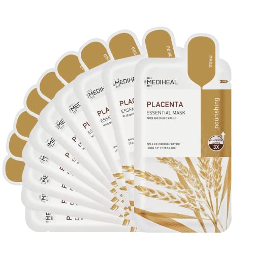 Mediheal Placenta Essential Sheet Mask - Anti-Aging, Nourishing, Vegan - 10 Pack