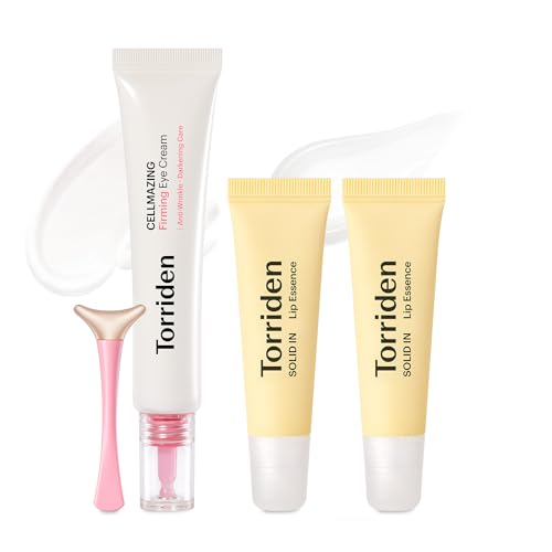 Torriden Skin Care Set - Eye Cream with Massager & Ceramide Lip Essence, Vegan, 1.38oz
