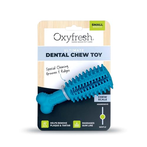 Oxyfresh Dog Dental Toy - Durable Rubber Chew for Teeth Cleaning & Fresh Breath - 5in