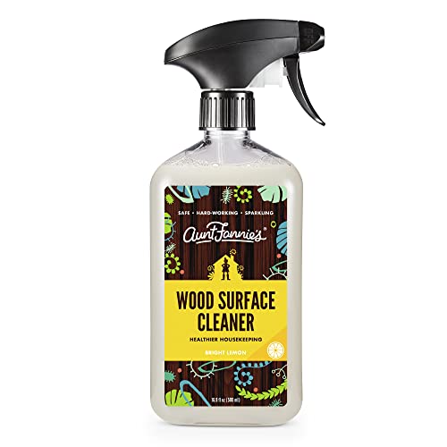 Aunt Fannie's Wood Cleaner Spray - Natural Plant-Based, Safe for Kids & Pets, Lemon Scent - 16.9oz