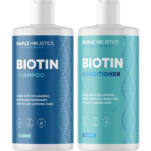 Maple Holistics Hair Regrowth Shampoo & Conditioner Set - Nourishing Biotin, Rosemary Oil - 8oz
