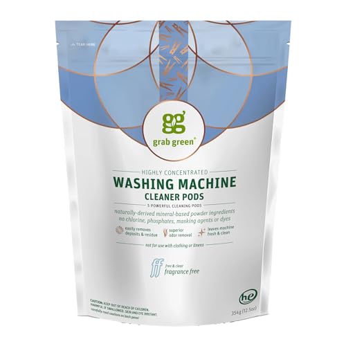 Grab Green Dishwasher Cleaner Pods - Naturally Removes Odors, Fragrance Free - 5 Count