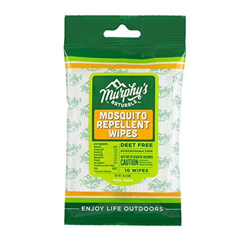 Murphy's Naturals Bug Repellent Wipes - Plant-Based, DEET Free, Travel Size, 10 Wipes