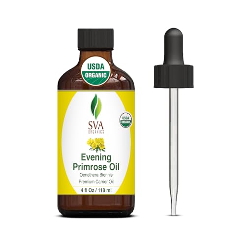 SVA Evening Primrose Oil - Nourishing Carrier Oil for Skin & Hair, Organic - 4 Fl Oz