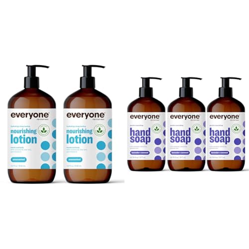 Everyone Body Lotion & Liquid Soap Set - Nourishing, EWG Verified, Vegan - 2x32oz & 3x12.75oz