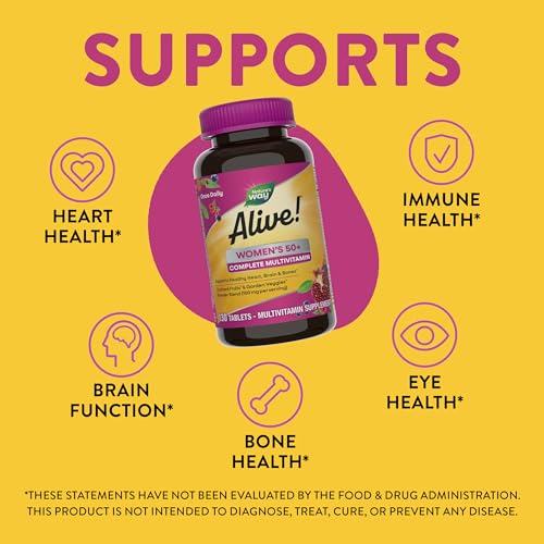 Nature's Way Alive! Women's 50+ Multivitamin - Supports Heart, Brain, Bones - 130 Tablets