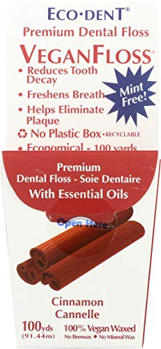 Eco-Dent Veganfloss Dental Floss - Plaque Eliminator, Breath Freshener - Cinnamon Flavor