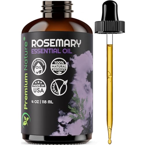 Premium Nature Organic Rosemary Essential Oil - Hair Growth, Skin & Diffuser Use - 4oz