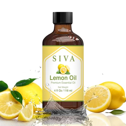 SIVA Lemon Essential Oil - Nourishing for Skin & Hair, Aromatherapy, 4 Fl Oz with Dropper