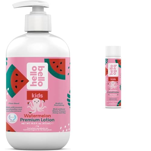 Hello Bello Kids Body Lotion & Conditioner - Hypoallergenic, Watermelon Scent - 16oz & 10oz