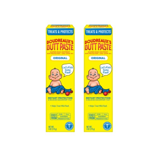 Boudreaux's Butt Paste Diaper Rash Ointment - Fast Relief, 16% Zinc Oxide, Paraben-Free - 2 Pack