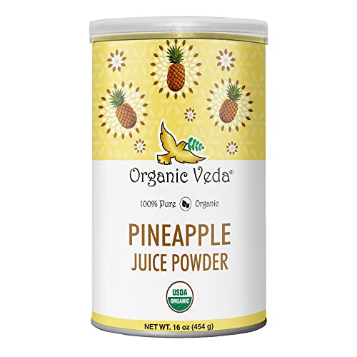 Organic Veda Pineapple Powder - Immune Support, Vegan Bromelain, Non-GMO - 16oz