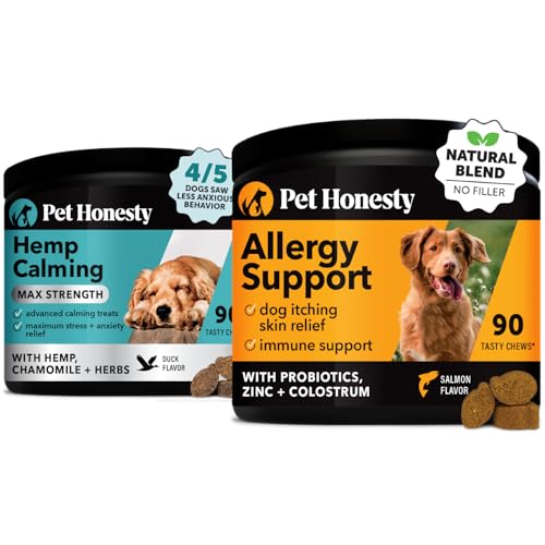 Pet Honesty Dog Supplement Bundle - Max Strength Calm & Allergy Relief Chews, 90 ct