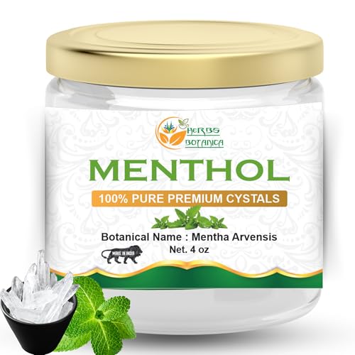 Herbs Botanica Menthol Crystals - Natural Relief for Congestion, 100% Pure USP - 4 oz