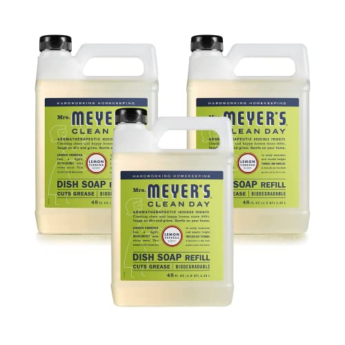 Mrs. Meyer's Clean Day Dish Soap - Cuts Grease, Biodegradable Ingredients, Lemon Verbena - 48 Fl Oz