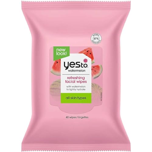 Yes To Facial Cleansing Wipes - Hydrating Makeup Remover with Watermelon & Aloe Vera - 1 Pack
