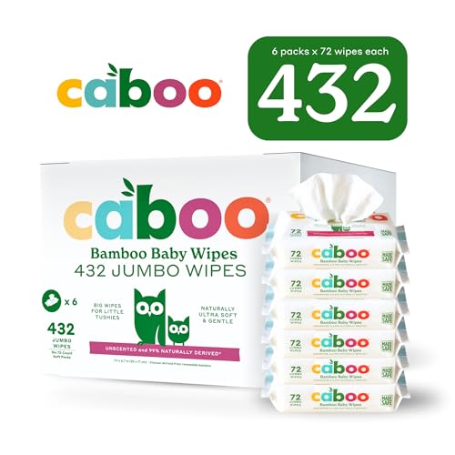 Caboo Tree Free Baby Wipes - Naturally Derived, Safe for Sensitive Skin, 432 Total Wipes