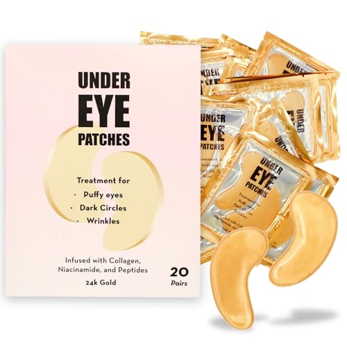 Elizabeth Mott Eye Mask - Hydrating & Brightening for Dark Circles, 24K Gold, Collagen - 6 Pairs