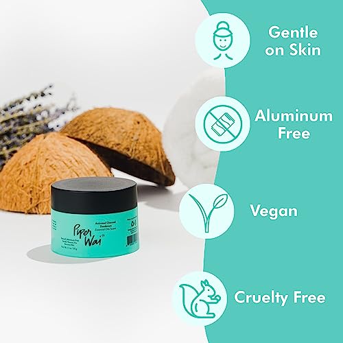 PiperWai Natural Deodorant - Odor Protection, Vegan, Aluminum-Free, Activated Charcoal - 50g