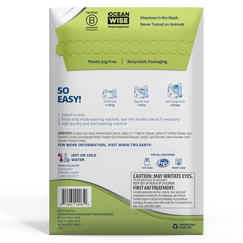 Tru Earth Platinum Laundry Detergent Sheets - Heavy Duty Cleaning, Fragrance Free - 32 Sheets