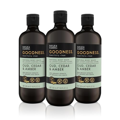 Baylis & Harding Body Wash - Plant-Based, Oud & Cedar Fragrance, 16.9oz/3-Pack