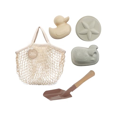 HEVEA Natural Rubber Sand Shaper Trio - Safe, Durable Beach Toys with Turtle Bag & Shovel
