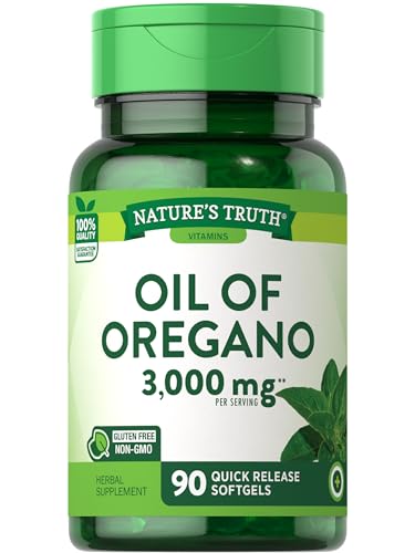 Nature's Truth Oregano Oil Softgels - Antioxidant Support, Non-GMO, Gluten Free - 3000mg, 90 Pills