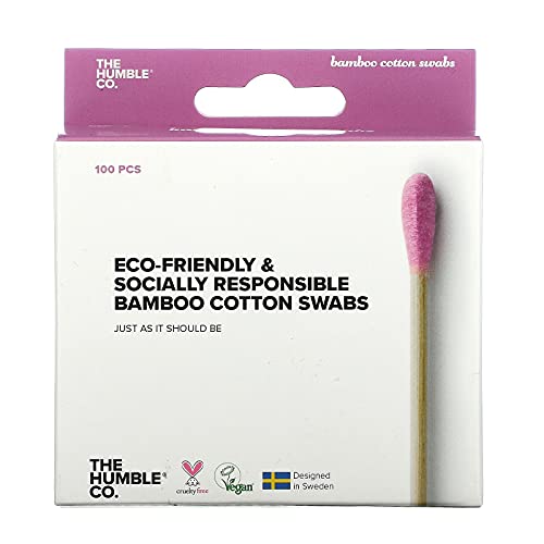 The Humble Co. Bamboo Cotton Swabs - 100% Biodegradable, Cruelty-Free, Vegan - Purple, 100 Count